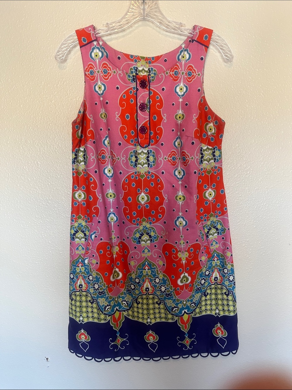 Maeve Pink and Red Printed Mini Shift Dress
